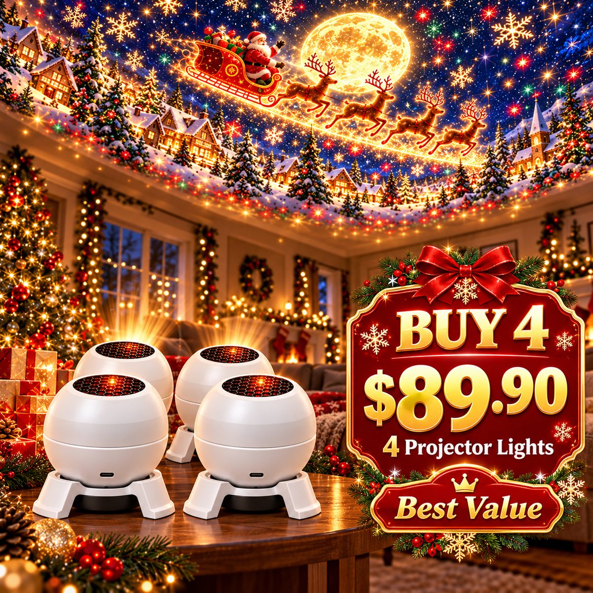 đĄ Turn Any Room Into a Christmas Wonderland â Holiday Projection Night Light