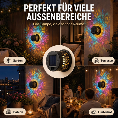 🌀💥 Zeitlich begrenztes Angebot: 1 kaufen, 1 gratis erhalten 🌞💡 WREE® Solar-Mandala-Außenwandleuchte – Projektionslampe für Gartenzaun & Terrasse