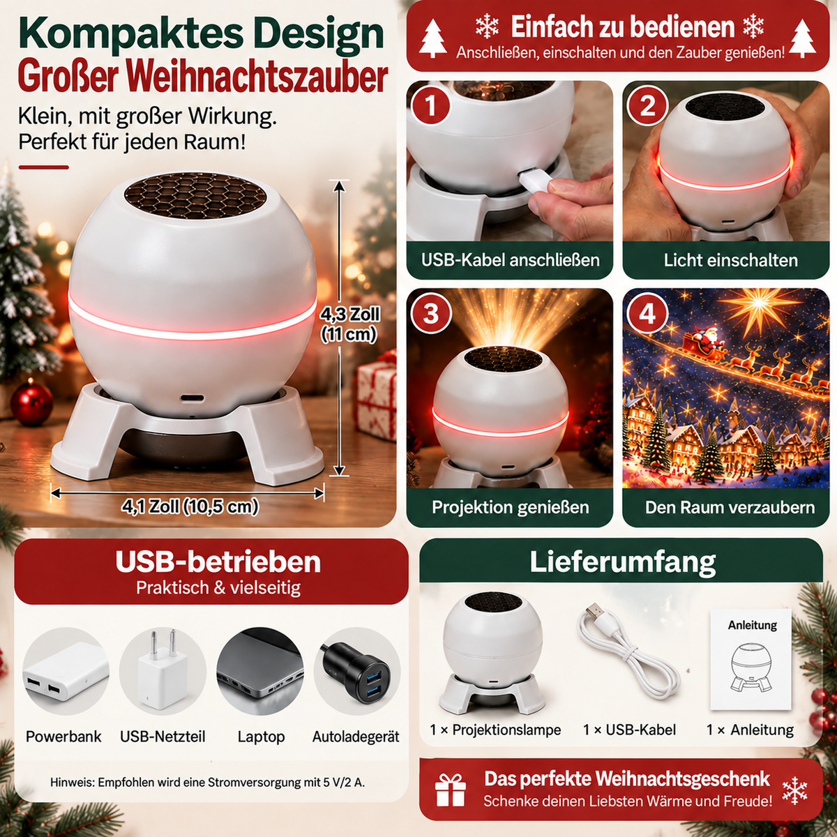 Offizieller Shop | 💖🎄 SCNDR® intelligenter holografischer Projektor (HD Smart Dynamic 5D)