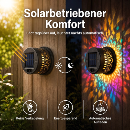 🌀💥 Zeitlich begrenztes Angebot: 1 kaufen, 1 gratis erhalten 🌞💡 WREE® Solar-Mandala-Außenwandleuchte – Projektionslampe für Gartenzaun & Terrasse