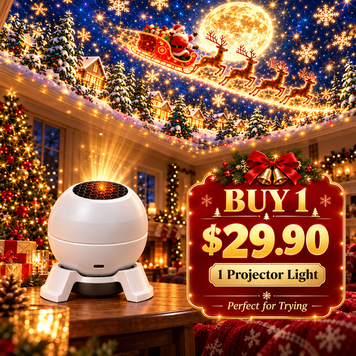 💡 Turn Any Room Into a Christmas Wonderland – Holiday Projection Night Light